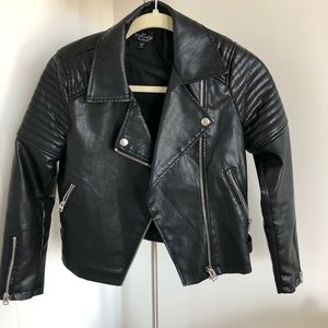 LIKE NEW TOPSHOP Black Faux Leather Jacket Sz 0
